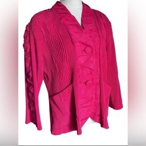 Flair Y2K Hot pink ruffled cardigan with pockets